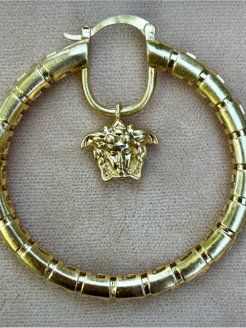 Vintage Versace Gold-Tone Medusa Hoop Earrings - Women Jewelry - Picture 3 of 11